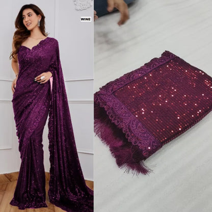 Amezing Party Wear Georgette Sequence Worked Saree