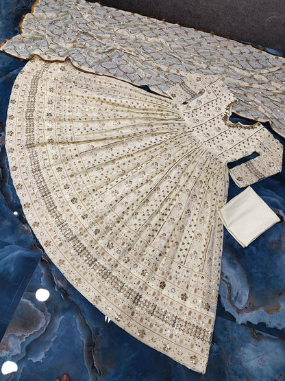 Heavy Embroidary And Sequence Worked Georgette Full Stiched Suit With Designer Duppata