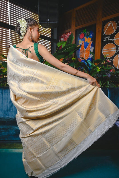 New Gold Colour Kanchipuram Silk Weaving Saree With Weaving Border Designer Blouse