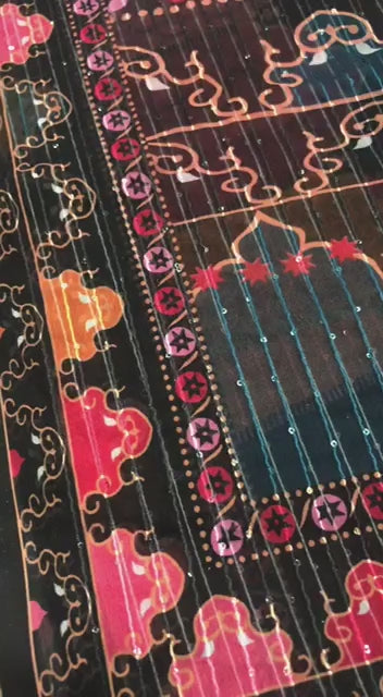 Stylish Embroidary And Sequence Worked Printed Saree With Beautiful Blouse