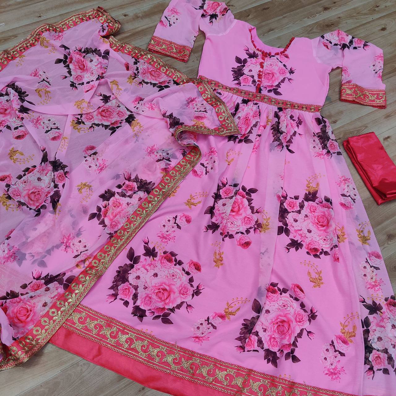 Amazing Digital Printed Georgette Full Stiched Gown With Beautiful Duppata