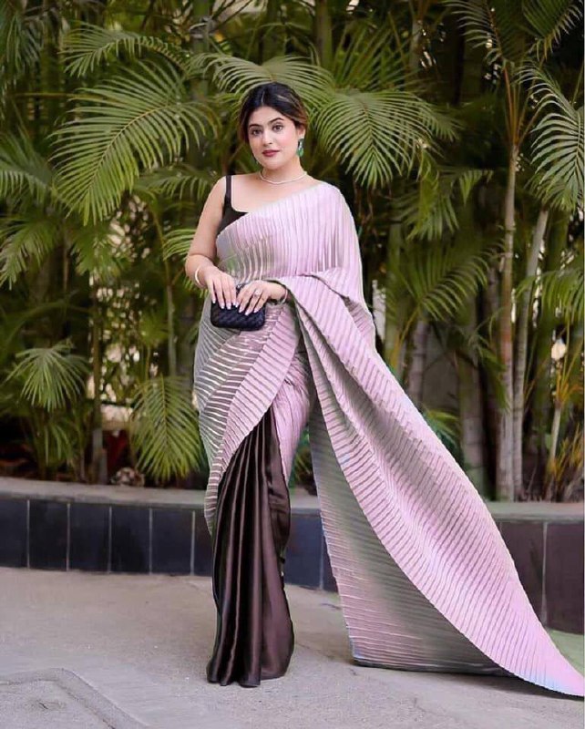 Heavy Satin Silk Party Wear Plating Saree With Silk Blouse