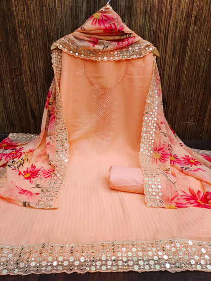 Beautiful Multi Sequence Worked Suit With Georgette Digital Printed Duppata