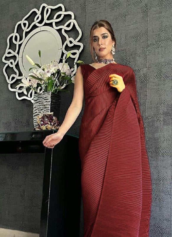 Soft Satin Silk All Over Plating Party Wear Saree With Two Ton Satin Silk Blouse