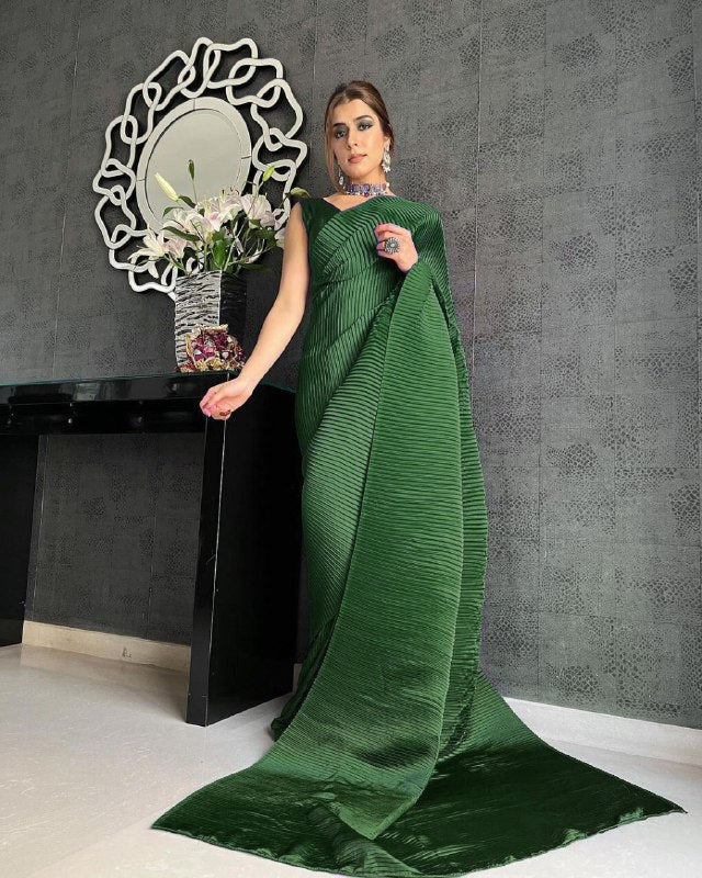 Soft Satin Silk All Over Plating Party Wear Saree With Two Ton Satin Silk Blouse