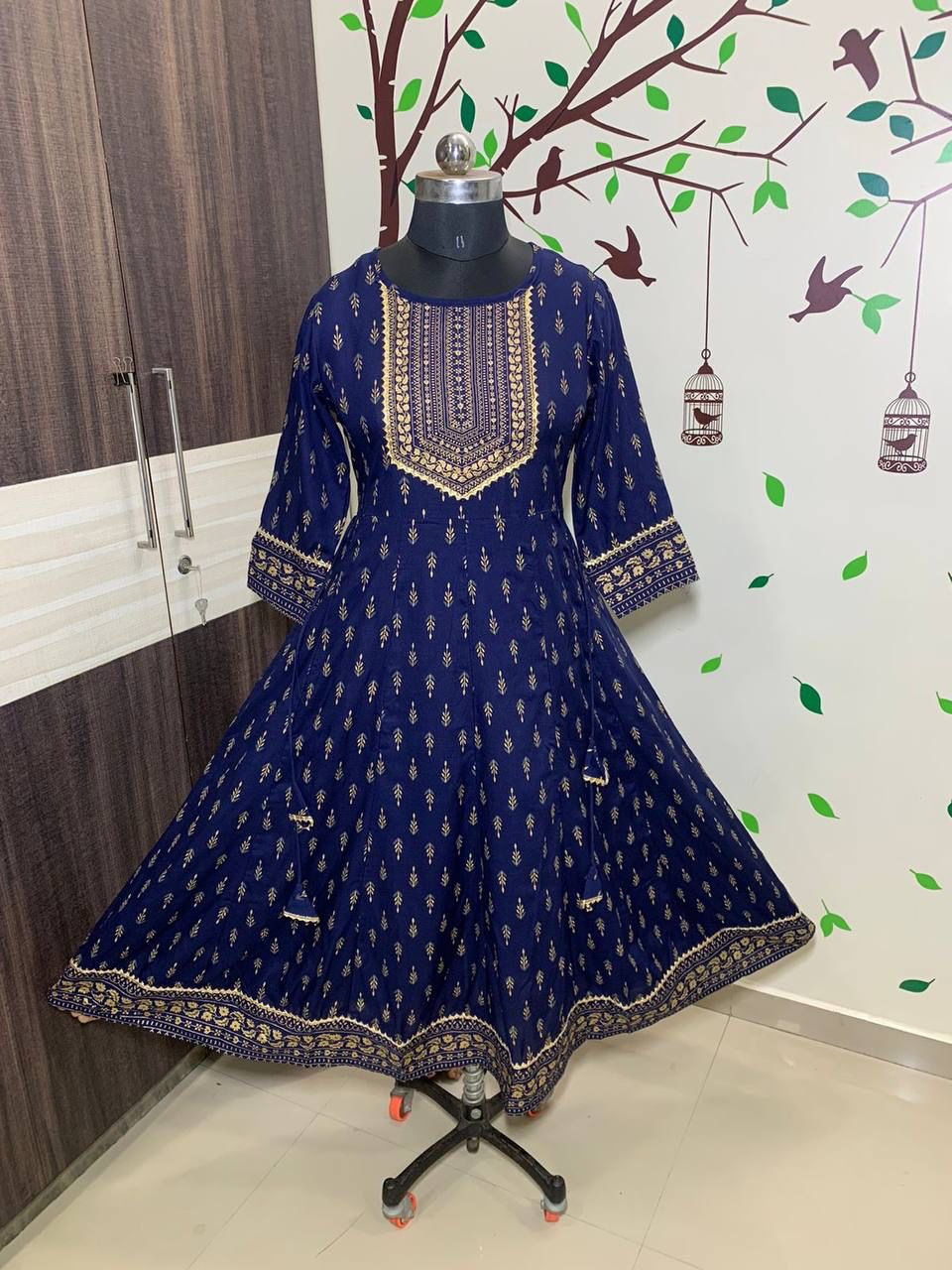 Reyon Gold Foil Printed Casual Wear Full Stiched Kurti