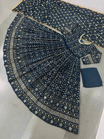 Heavy Embroidary And Sequence Worked Georgette Full Stiched Suit With Designer Duppata